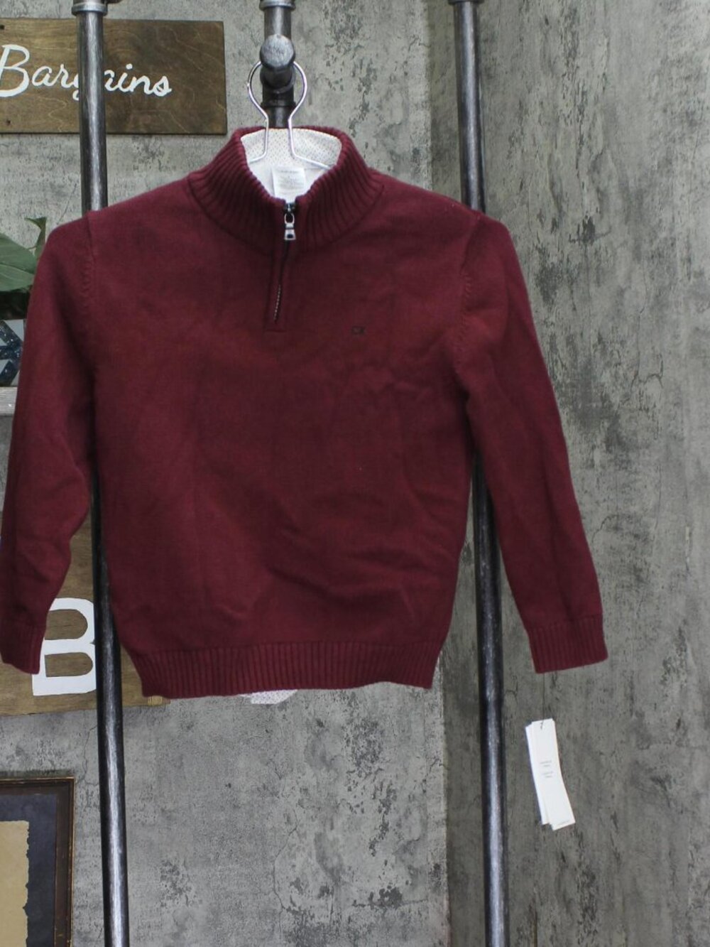 NEW Calvin Klein Sweater Set with Matching Button-Down Shirt Burgundy Red 7